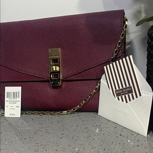 Henri Bendel Deep Red Clutch with Gold Chain - Picture 4 of 13